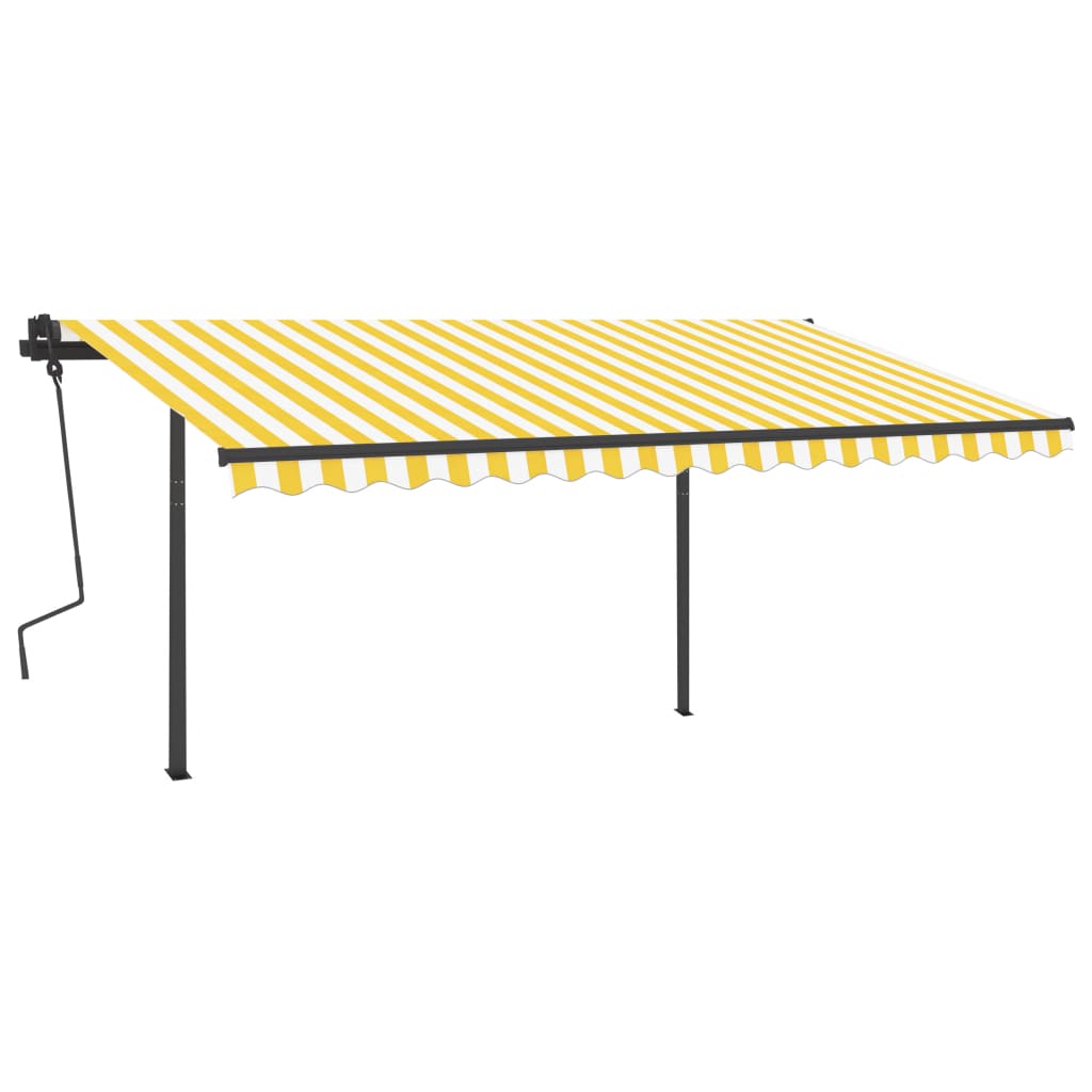 VidaXL Markise manuell ausziehbar mit LED 5x3,5 m Gelb und Weiß