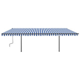 Vidaxl Luifel manuell ausziehbar mit LED 6x3,5 m blau und weiß