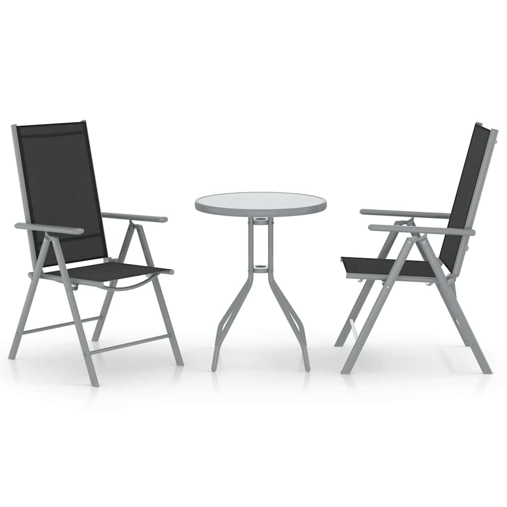 Vidaxl 3-delige bistroset aluminium en textileen zilverkleurig