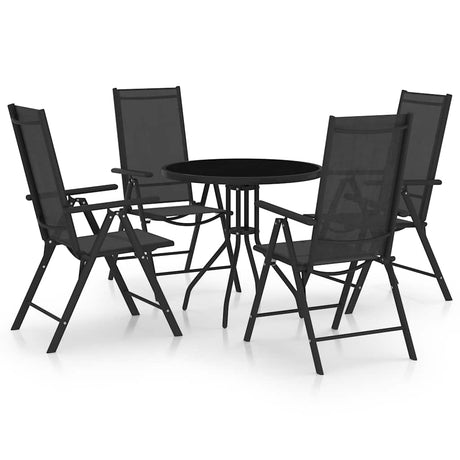 Vidaxl 5-delige tuinset aluminium en textileen zwart