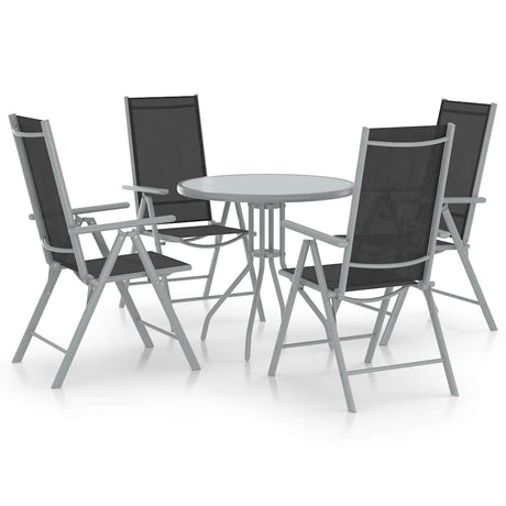Vidaxl 5-delige tuinset aluminium en textileen zilverkleurig