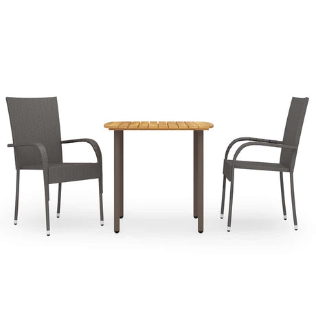 Vidaxl 3-delige tuinset poly rattan bruin