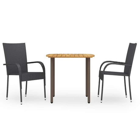 Vidaxl 3-delige tuinset poly rattan zwart