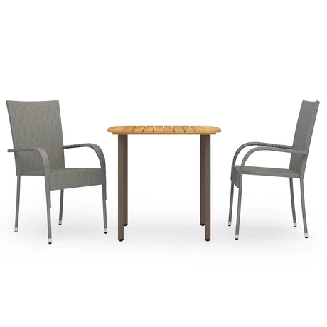 Vidaxl 3-delige tuinset poly rattan grijs
