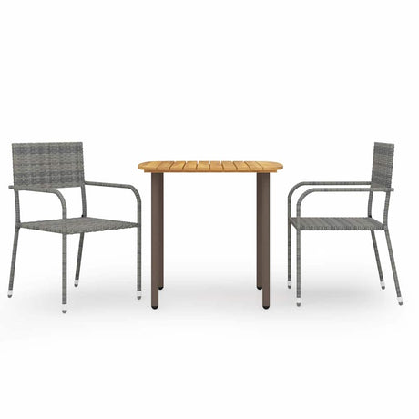 Vidaxl 3-delige tuinset poly rattan grijs
