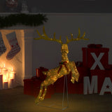 Vidaxl kerstversiering vliegend rendier warmwit 120 led's goudkleurig