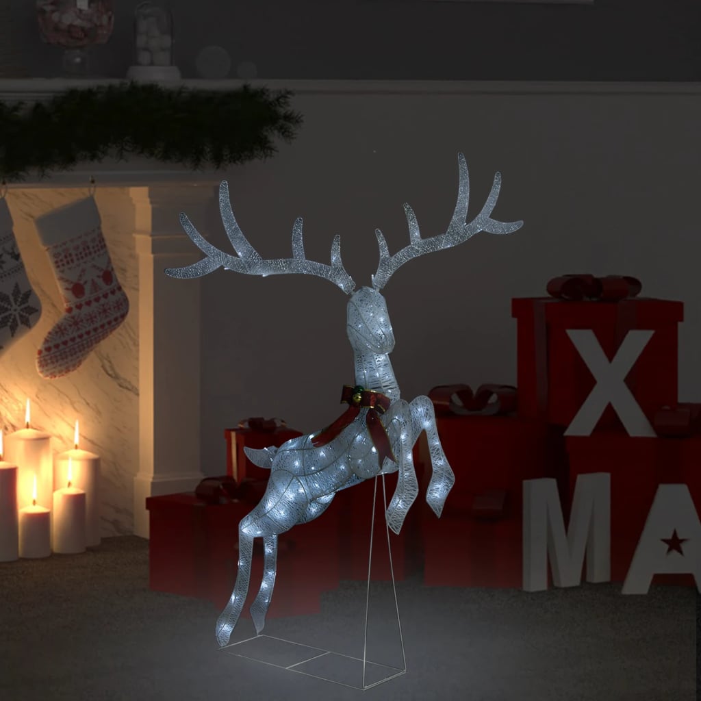 Vidaxl Chrëschtdekoratiounen fléien Reindeer kal Wäiss 120 LED Wäiss