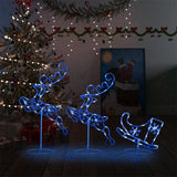 Vidaxl Christmas Decoration Reindeer and Sled 260x21x87cm Acrylic Blue