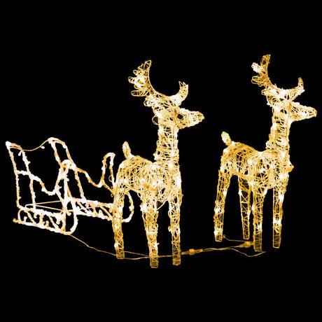 Vidaxl Weihnachtsdekorationen Rentier und Schlitten 160 LEDs 130 cm Acryl
