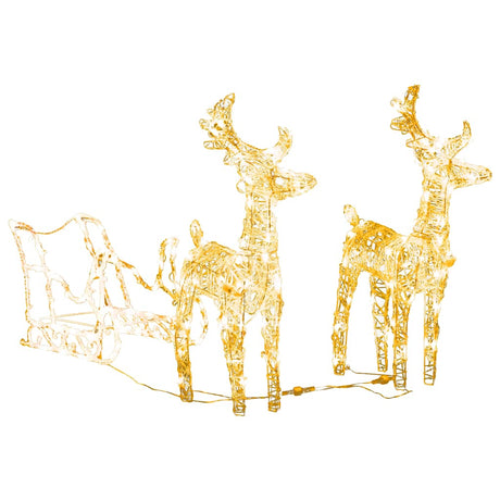 Vidaxl Weihnachtsdekorationen Rentier und Schlitten 160 LEDs 130 cm Acryl