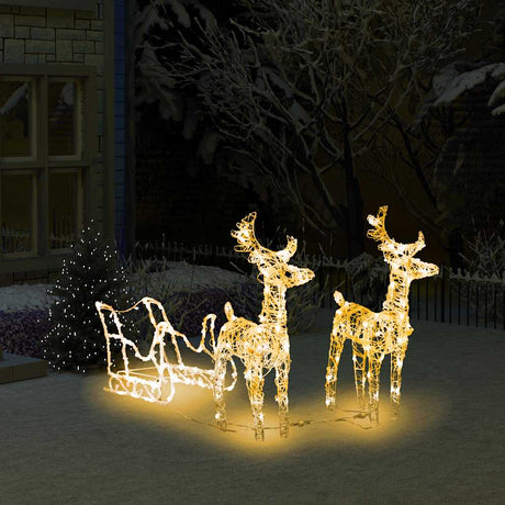 Vidaxl Weihnachtsdekorationen Rentier und Schlitten 160 LEDs 130 cm Acryl