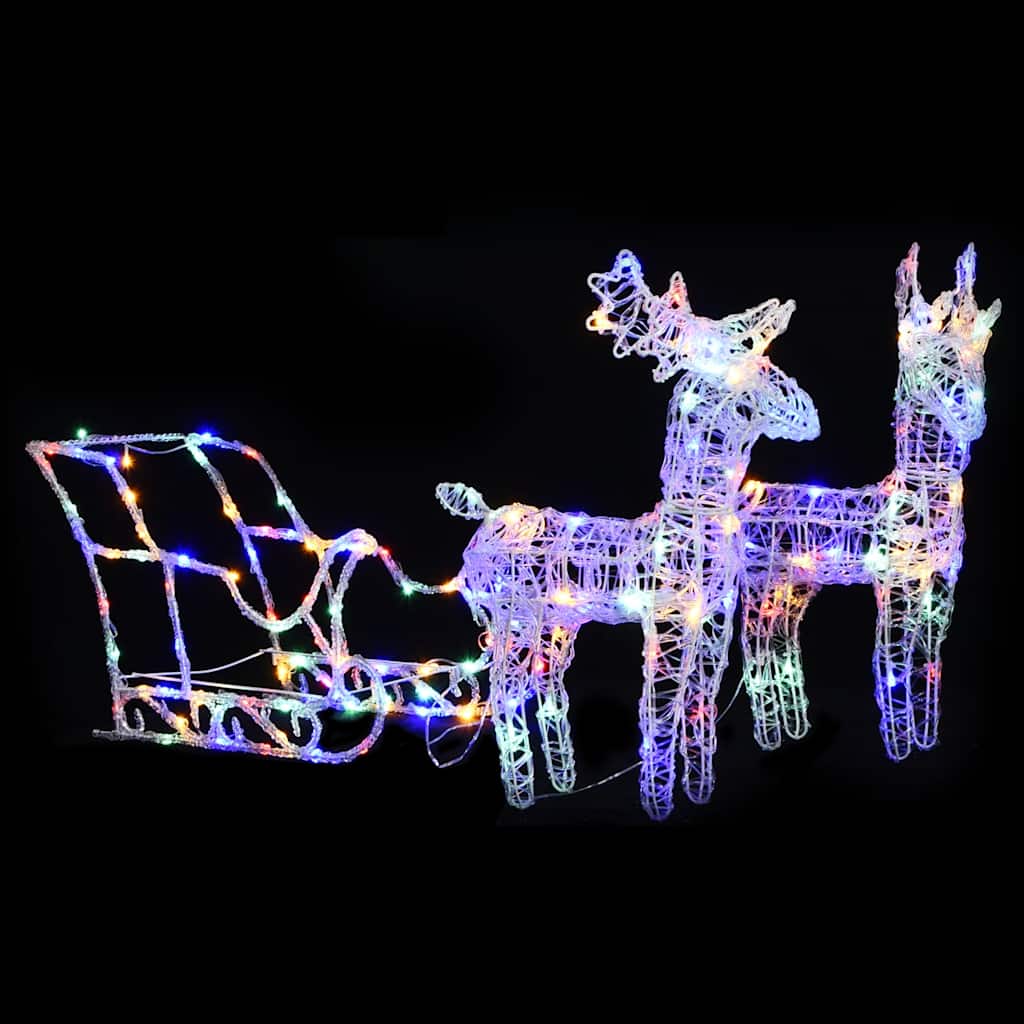 Vidaxl Weihnachtsdekorationen Rentier und Schlitten 160 LEDs 130 cm Acryl