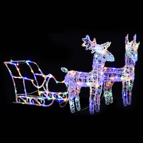 Vidaxl Weihnachtsdekorationen Rentier und Schlitten 160 LEDs 130 cm Acryl