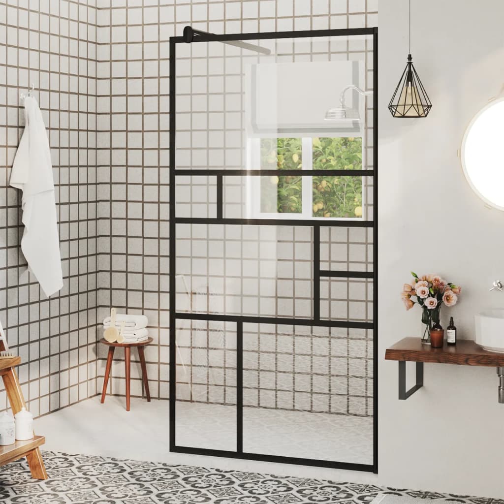 Vidaxl Walk-In duschvägg 80x195 cm ESG-GLAS transparent och svart