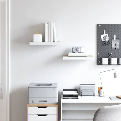 Vidaxl wandschappen zwevend 2 st 50x23x3,8 cm mdf eikenkleurig en wit