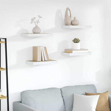 Vidaxl wandschappen zwevend 4 st 50x23x3,8 cm mdf eikenkleurig en wit