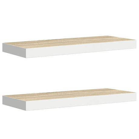 Vidaxl wandschappen zwevend 2 st 60x23,5x3,8 cm mdf eikenkleurig wit