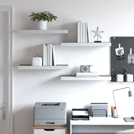 Vidaxl wandschappen zwevend 4 st 60x23,5x3,8 cm mdf eikenkleurig wit