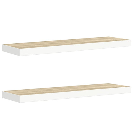 Vidaxl wandschappen zwevend 2 st 90x23,5x3,8 cm mdf eikenkleurig wit