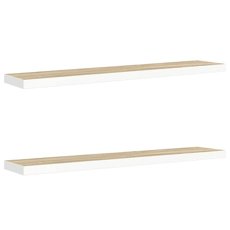 Vidaxl wandschappen zwevend 2 st 120x23,5x3,8 cm mdf eikenkleurig wit