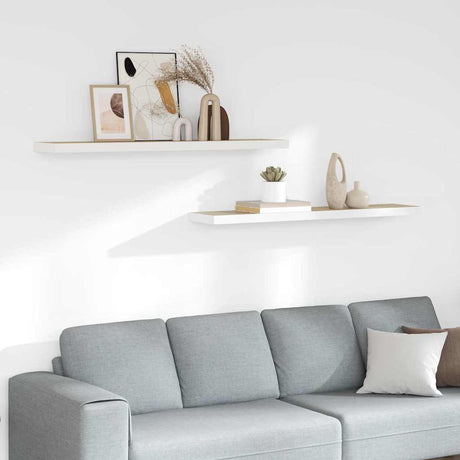 Vidaxl wandschappen zwevend 2 st 120x23,5x3,8 cm mdf eikenkleurig wit