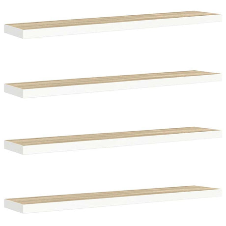 Vidaxl wandschappen zwevend 4 st 120x23,5x3,8 cm mdf eikenkleurig wit