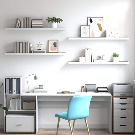 Vidaxl wandschappen zwevend 4 st 120x23,5x3,8 cm mdf eikenkleurig wit