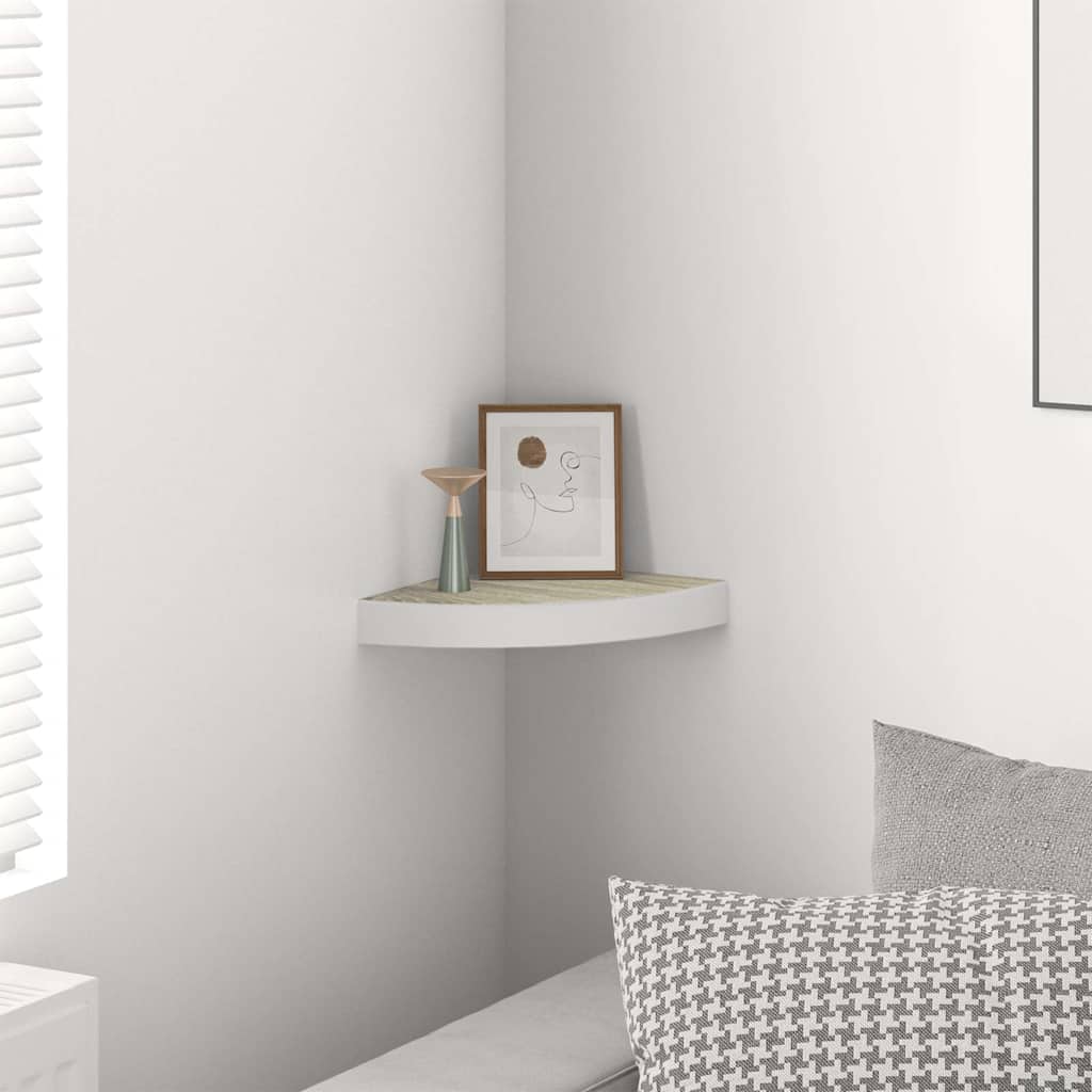 Vidaxl hoekwandschap 25x25x3,8 cm mdf eikenkleurig en wit