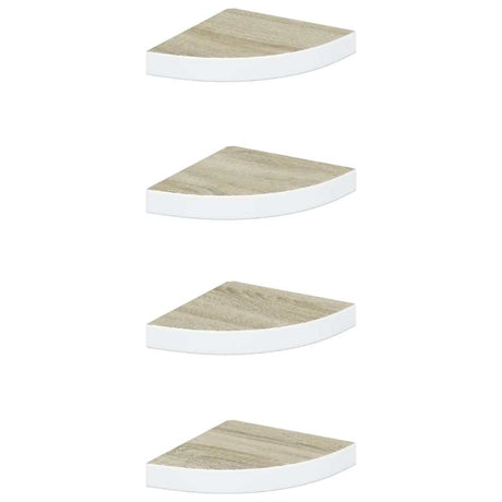 Vidaxl hoekwandschappen 4 st 25x25x3,8 cm mdf eikenkleurig en wit