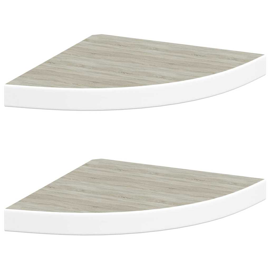 Vidaxl hoekwandschappen 2 st 35x35x3,8 cm mdf eikenkleurig en wit