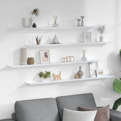 Vidaxl wandschappen 4 st 115x9x3 cm hoogglans wit