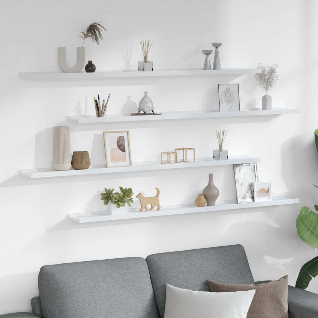 Vidaxl wandschappen 4 st 115x9x3 cm wit
