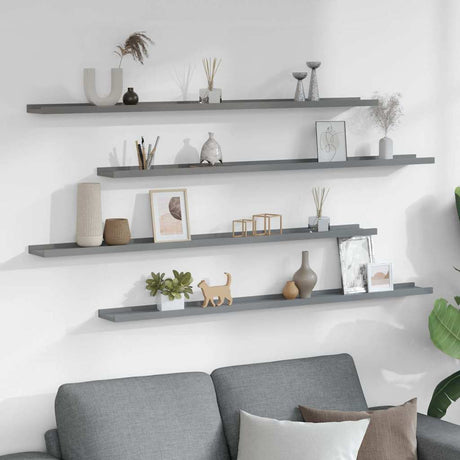 Vidaxl wandschappen 4 st 115x9x3 cm grijs