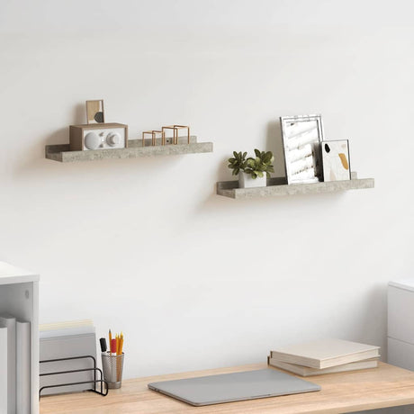 Vidaxl wandschappen 2 st 40x9x3 cm betongrijs