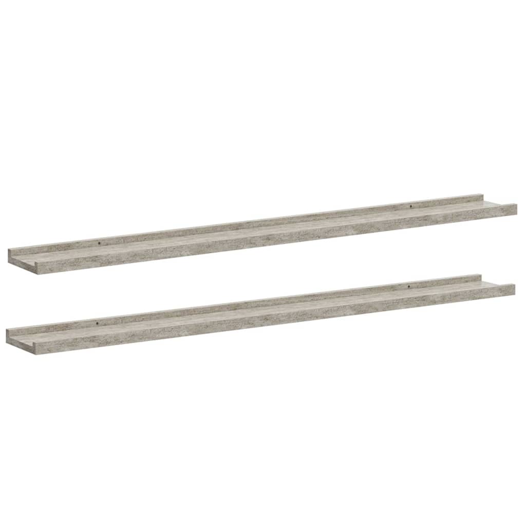 Vidaxl wandschappen 2 st 100x9x3 cm betongrijs