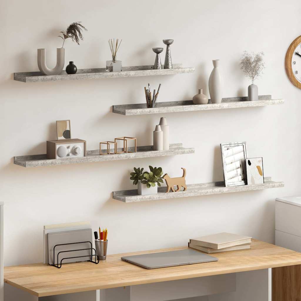 Vidaxl wandschappen 4 st 80x9x3 cm betongrijs
