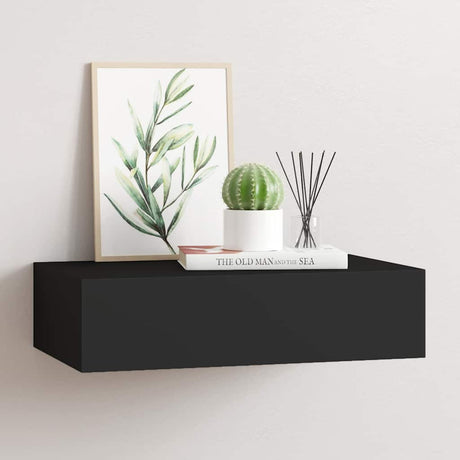 Vidaxl wandschap met lade 40x23,5x10 cm mdf zwart