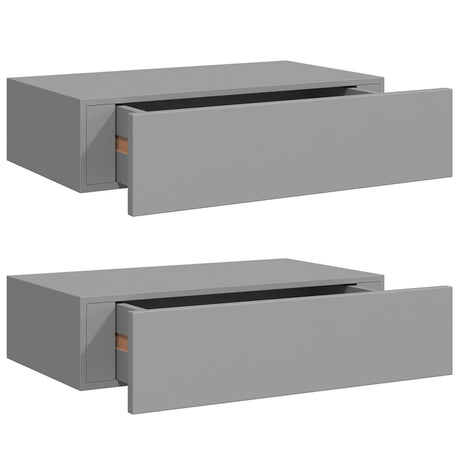 Vidaxl wandschappen 2 st met lade 40x23,5x10 cm mdf grijs