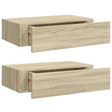 Vidaxl wandschappen 2 st met lade 40x23,5x10 cm mdf eikenkleurig