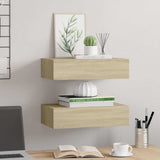 Vidaxl wandschappen 2 st met lade 40x23,5x10 cm mdf eikenkleurig