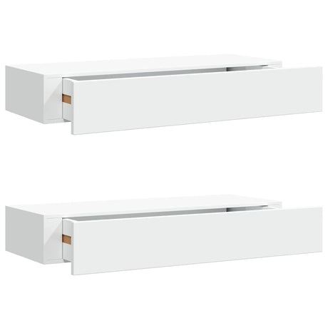 Vidaxl wandschappen 2 st met lade 60x23,5x10 cm mdf wit