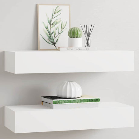 Vidaxl wandschappen 2 st met lade 60x23,5x10 cm mdf wit