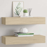 Vidaxl viaxl wandschappen 2 st met lade 60x23,5x10 cm mdf eikenkleurig