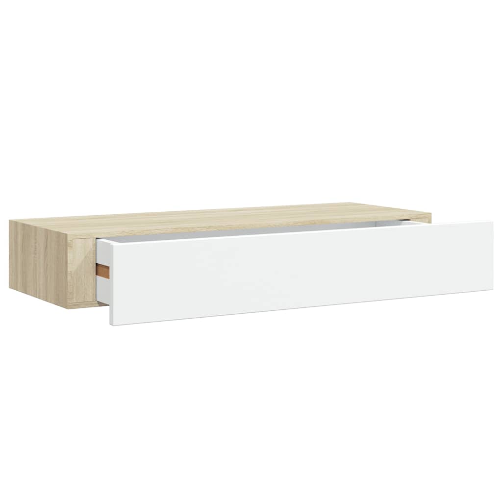 Vidaxl wandladekast eiken en wit 60x23,5x10cm mdf