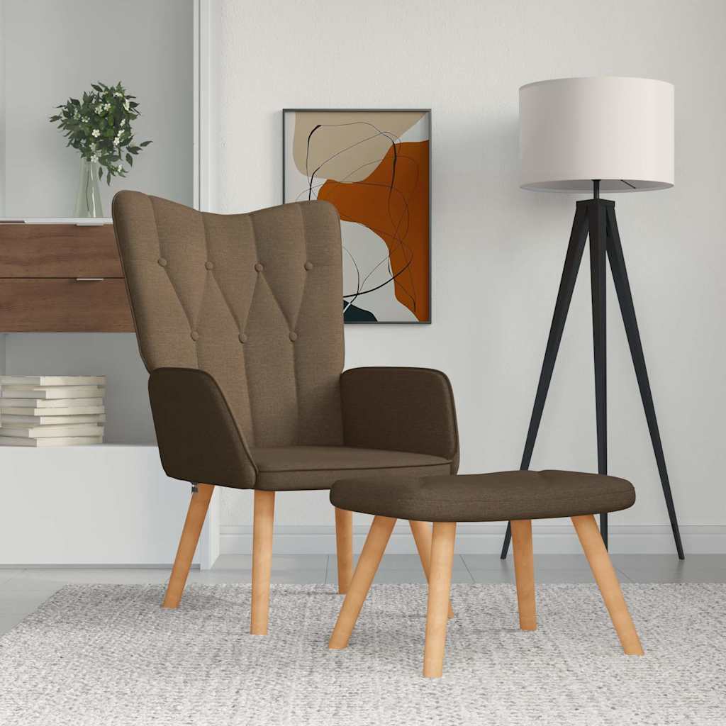 Vidaxl relaxstoel met voetenbank stof bruin