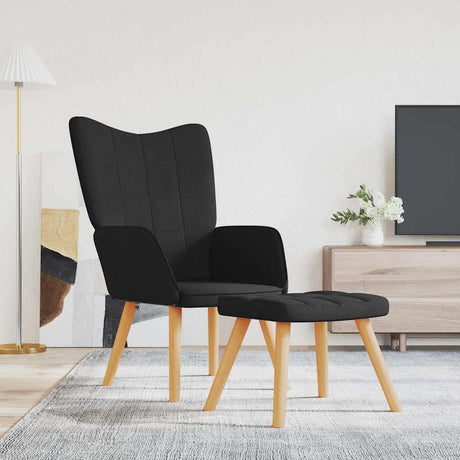 Vidaxl relaxstoel met voetenbank stof zwart