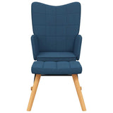 Vidaxl schommelstoel met voetenbank stof blauw