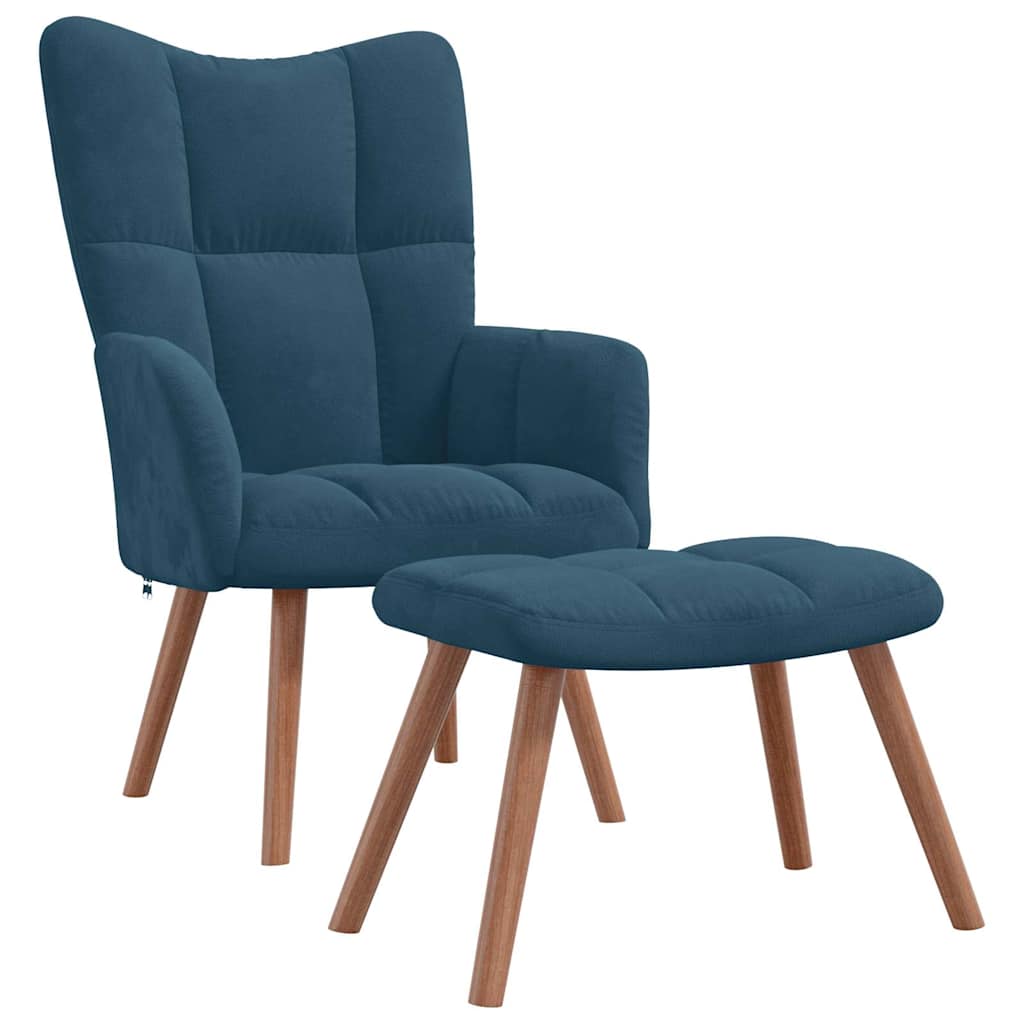 Vidaxl relaxstoel met voetenbank fluweel blauw