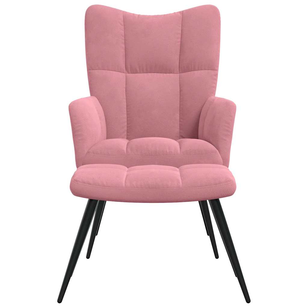 Vidaxl relaxstoel met voetenbank fluweel roze