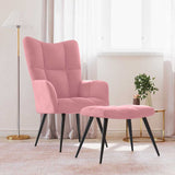Vidaxl relaxstoel met voetenbank fluweel roze